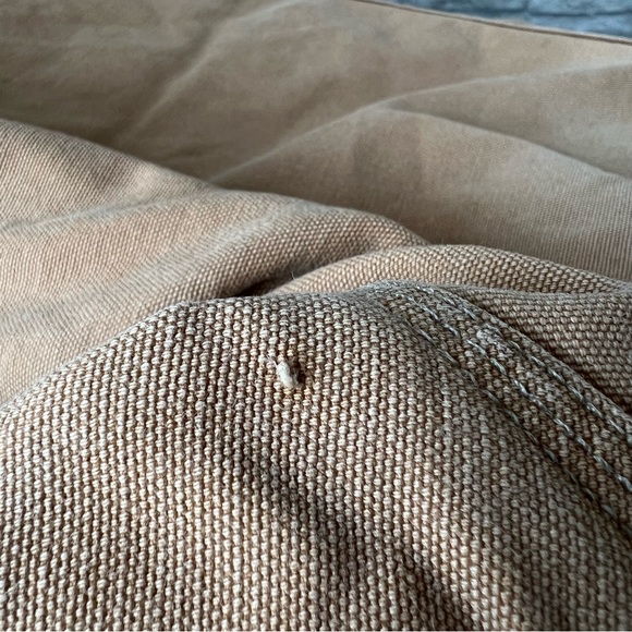 Vintage Carhartt Men's 48 Duck Canvas Bib Suspender Overalls Tan Carpenter Pants - Picture 12 of 14